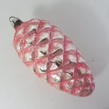 Vintage Pink Glitter Pinecone Ornament Made in West Germany 