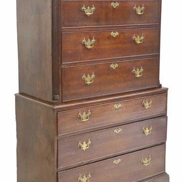 Antique Chest-on-Chest, English Georgian Period, Oak, Cornice, 8 Drawers, 1700s!