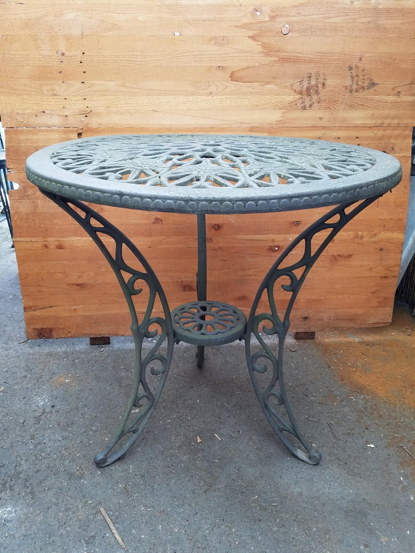 Vintage Cast Iron Patio Table H27.5 x D26.75 Earthwise Architectual