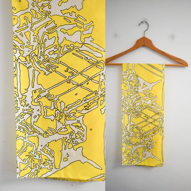 1960s Yellow Abstract Scarf 