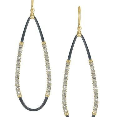 Side Line Earrings - Oxidized Silver, 14k Gold Fill + Crystal