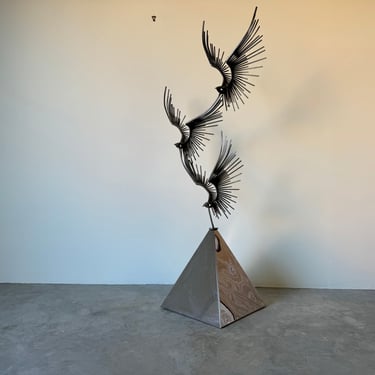 1970's Curtis Jere "Three Birds in Flight" Floor Sculpture 