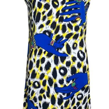 Moschino 2010's Animal & Hand Pop Art Print Dress