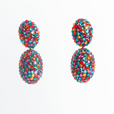 Rainbow Oval Egg Drop Earrings
