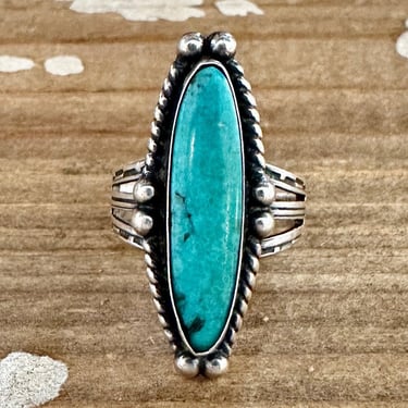 ARCHER'S LOVE Vintage Handmade Ring Sterling Silver, Turquoise | Native American Style Jewelry Southwestern | Size 6 1/4 