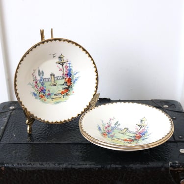 vintage 1930s birdhouse garden small bowls • trinket ring dish set, Grimwades England Royal Winton 