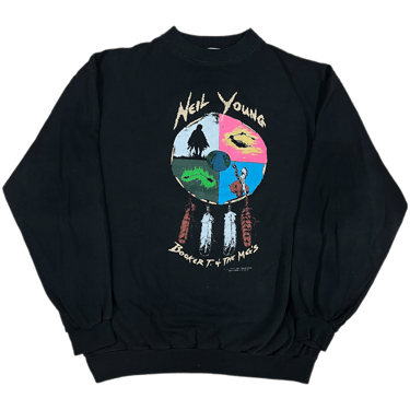 Vintage Neil Young Booker T & The MG's "World Tour" Crewneck Sweatshirt