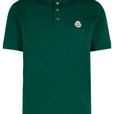 Moncler Polo Shirt In Green Cotton Men