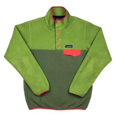 2016 Patagonia Synchilla Green Multi Color Snap T Button Up Fleece Pullover Size Small 