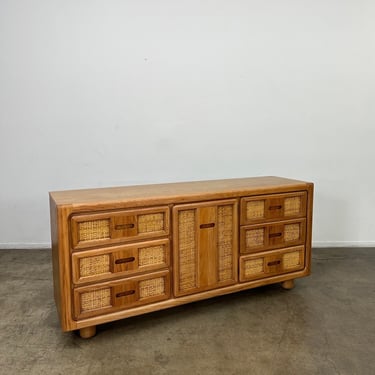 Post modern oak and cane dresser by Stanley 