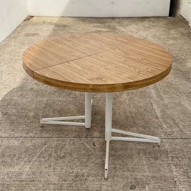 Laminate and Metal Dining Table with Expandable Leaf