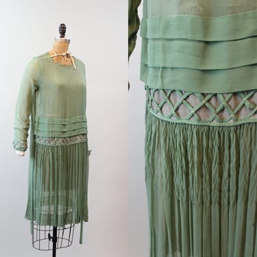 1920s RARE SILK pistachio dress small medium | new fall winter 