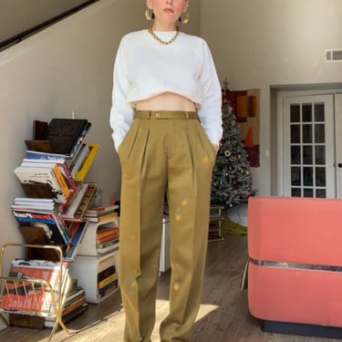VTG 70s Olive High Rise Wool Trousers 