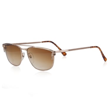 Vintage VTG 1970s 70s Gold Brown Metal Shades Sunglasses 