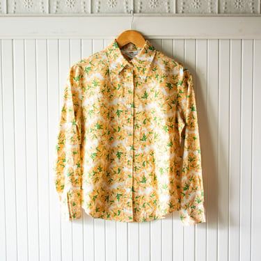 Vintage 1970s Collared Floral Button Down Small