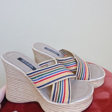 Y2K Vintage Rainbow Strap Splash Brand Platform Sandals / Size 6 