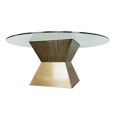 #1090 Geometric Metal Pedestal Base Dining Table