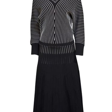 Hugo Boss - Black & White Striped Knit "Fonika" Dress Sz XL