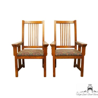 Set of 2 BASSETT FURNITURE Red Oak Mission Style Dining Arm Chairs 4033-1460 
