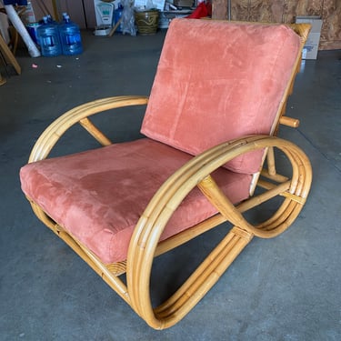 Restored 3/4 3-Strand Reverse Round Pretzel Rattan Lounge Chair 