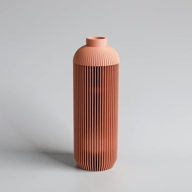 Minimum Design: Wooden Vase for Dried Flowers (French Artist) in Terracotta
