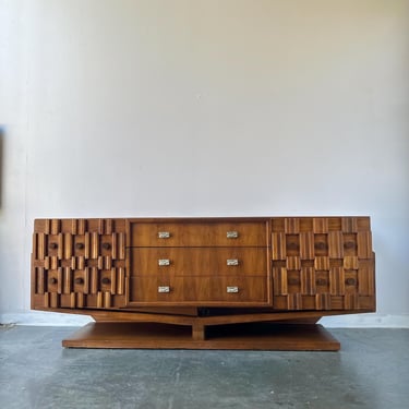 Brutalist Paul Evans Style  Mid century modern long dresser 