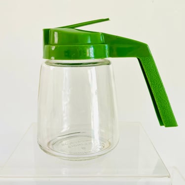 Vintage 1960s Retro Green Plastic Syrup Glass Bottle Jar Federal Housewares Prop 
