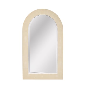 Karl Springer Stunning "Dome Top Mirror" in Ivory Shagreen with Bone Inlays1980s