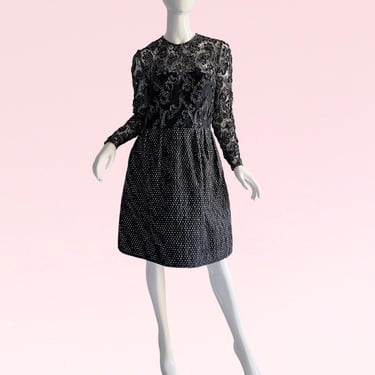 Rare 1980s Vintage Stanley Platos Lace Ribbon Cocktail Dress - A Stunning Piece of Fashion History 