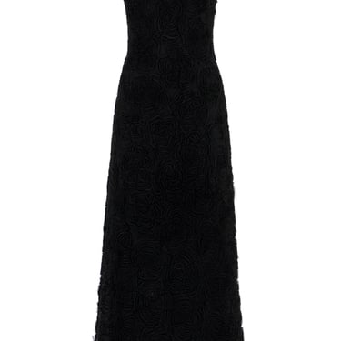 Rotate Black Maxi Dress In Recycled Polyester Floral Mesh Women