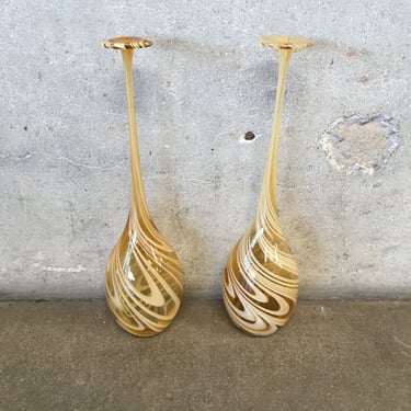 Pair of Mid Century Modern Hand Blown Glass Vases