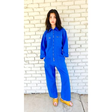 French Chore Coveralls // vintage 70s denim jumpsuit dungarees 1970's 70's 1970's workwear overalls hippie work wear dress painters // O/S 
