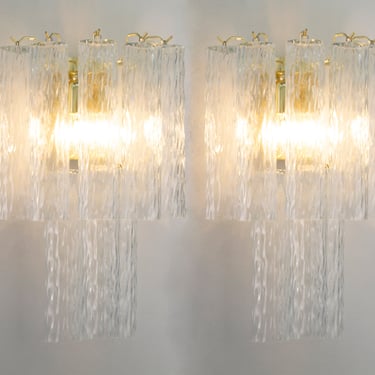 Set of 2 Large wall sconces with Murano glass crystal color Made in Italy, vintage style wall lamp with glass tubes 