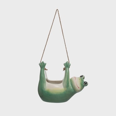 Hanging Ceramic Frog Planter