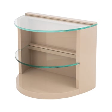 Custom-Made Beige Lacquered 2-Tier End Table