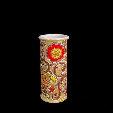 Vintage Mid Century Modern Italian Pottery Ceramic Vase Raymor Alvino Bagni Floral Theme Glaze 1960s Italy Art 