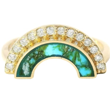 Polychrome Turquoise Pavé Halo Selene Ring Crown