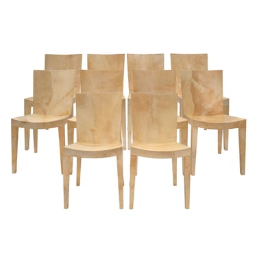 Karl Springer Set of 10 Stunning "J.M.F. Chairs" In Lacquered Goatskin 1981