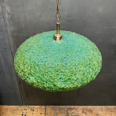 1960s Seafoam UFO Hanging Swag Lamp Lucite Spaghetti Pendant Lamp Mid-Century Light Globe Lantern Psychedelic 1970s Rare Vintage Retro Tiki 