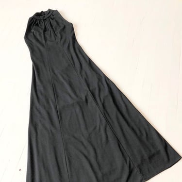 1970s Black Keyhole Dress 
