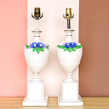 Pair of Sweet Porcelain Flower Lamps