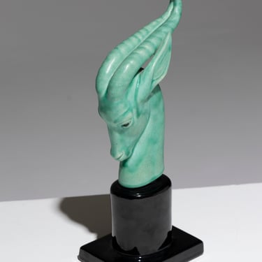 SCULPTURE PORCELAINE "TÊTE D'ANTILOPE", PAUL MILLET, 1930s