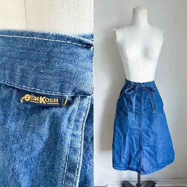 Vintage 1970s OshKosh Denim Wrap Skirt / M 