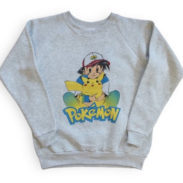 Pokemon sweatshirt / 90s anime sweatshirt / 1990s Pokemon Ash deadstock grey raglan sweatshirt Small 