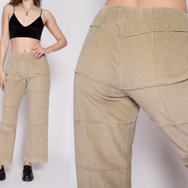 Medium Y2K Khaki Corduroy Pants | Vintage Mid Rise Boot Cut Flared Trousers 