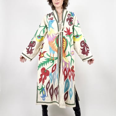 Birds In Paradise Uzbek Embroidered Duster