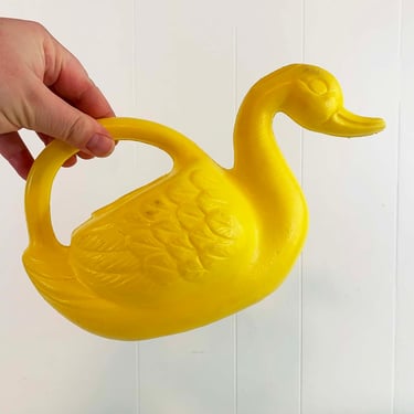 Vintage Yellow Plastic Watering Can Swan Duck Bird Colorful Home Decor Garden Plants 1970s 