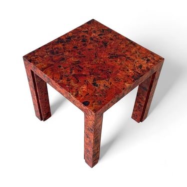 R \u0026 Y Augousti Red Penshell Side/End Table, France 1970