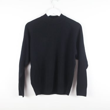 vintage 90s y2k BLACK mockneck long sleeve RIBBED sweater -- size medium 