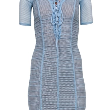 Majorelle - Blue Ruched Lace Mini Dress Sz XXS